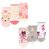 44B976: Baby Girls 3 Pack Cotton Rich Design Ankle Socks ( Size 3-5.5 Only)